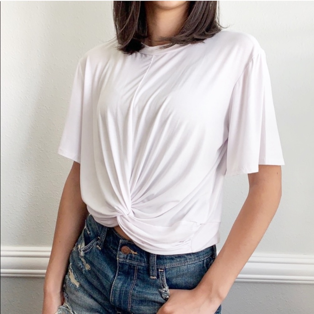 NWT— Good Luck Gem White Infinity Knot Tie Blouse